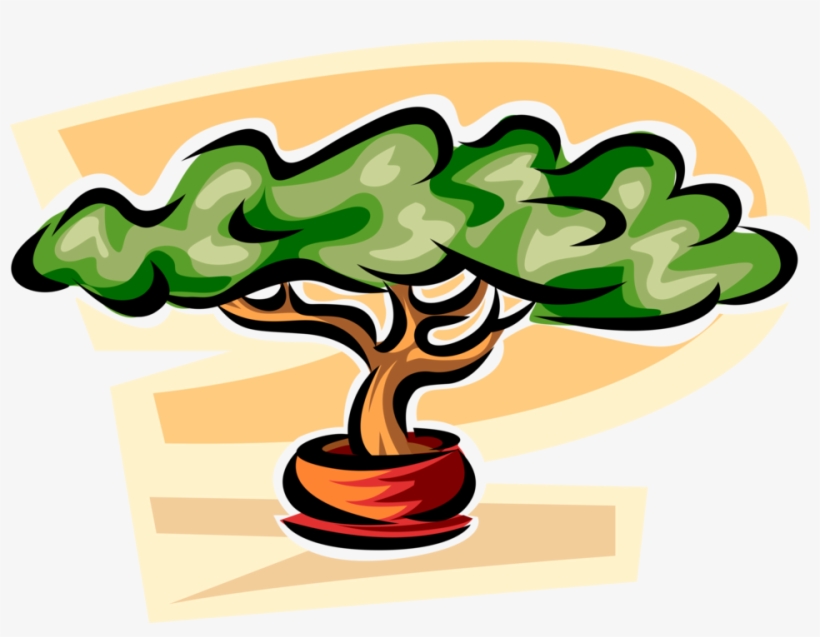 Vector Illustration Of Exotic Miniature Bonsai Tree - Illustration, transparent png