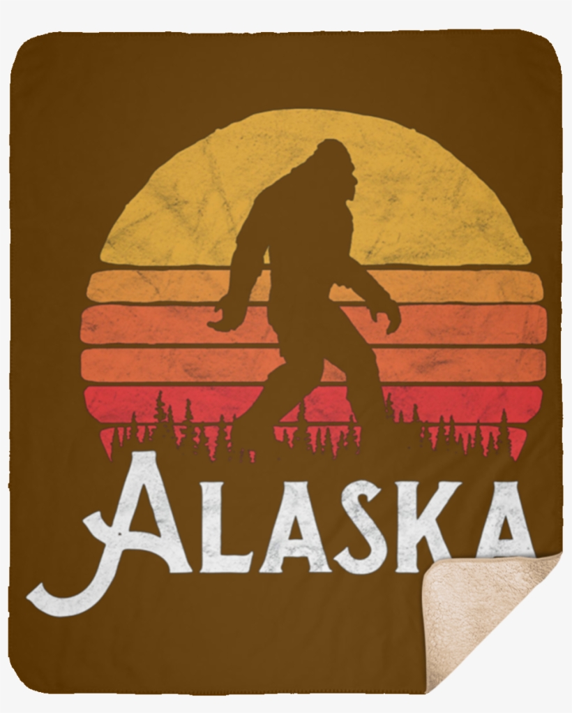 Retro Alaska Bigfoot Silhouette Sun Believe Large Fleece - Skateboarding, transparent png