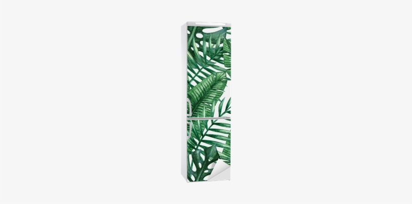 Watercolor Tropical Palm Leaves Seamless Pattern - 18x18inch European Style Green Tropical Plants Cotton, transparent png