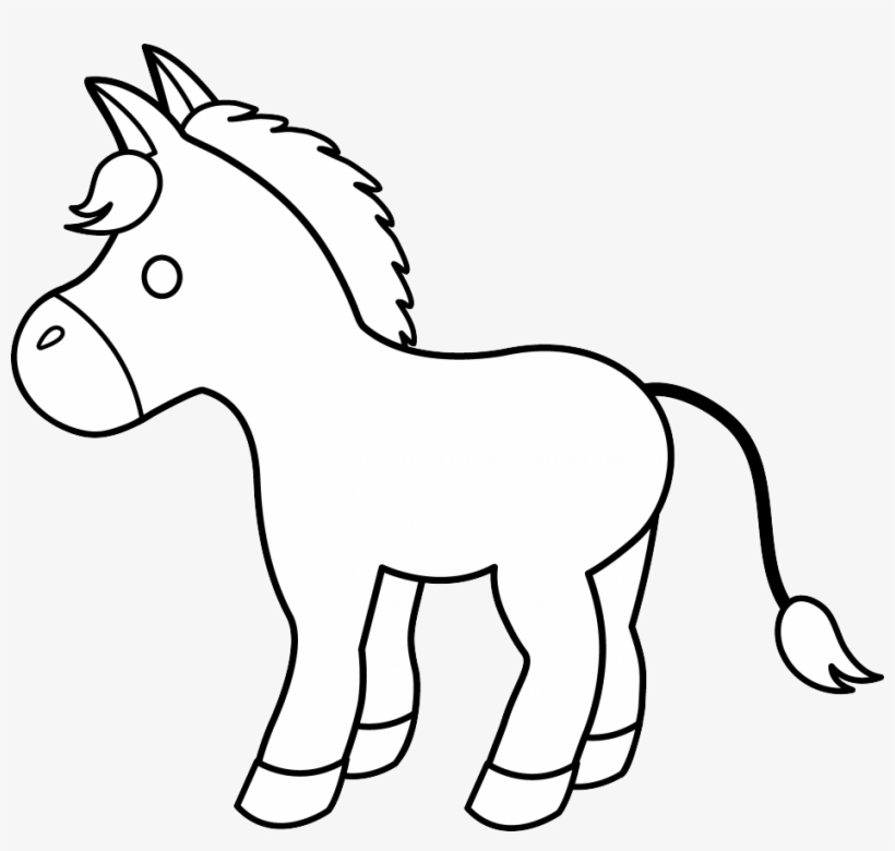 Foal Clipart Little Horse - Cartoon Black And White Donkey, transparent png