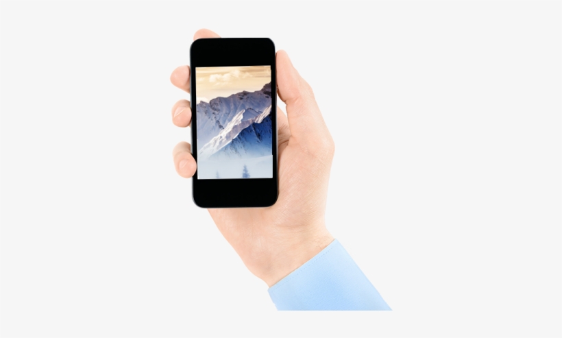 Photodune 2430543 Holding Mobile Phone In Hand With - Poster: Tit's Fantastic Evening Winter Landscape, 41x41in., transparent png