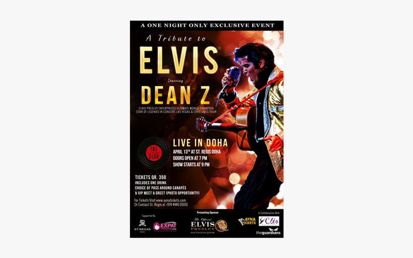 A Tribute To Elvis Starring Dean Z, Biletino, The Official - Flyer, transparent png