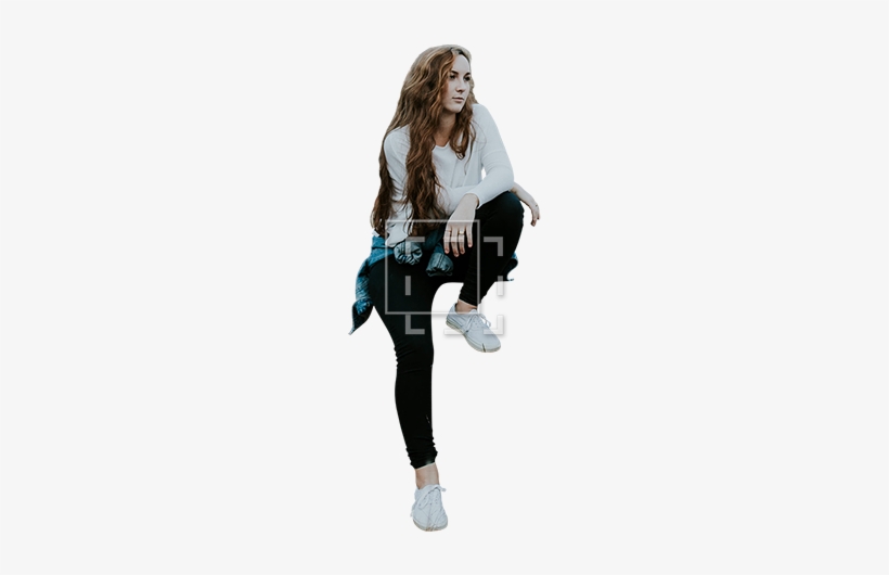 Woman Sitting Or Leaning Against Wall - Woman Leaning Against Wall, transparent png