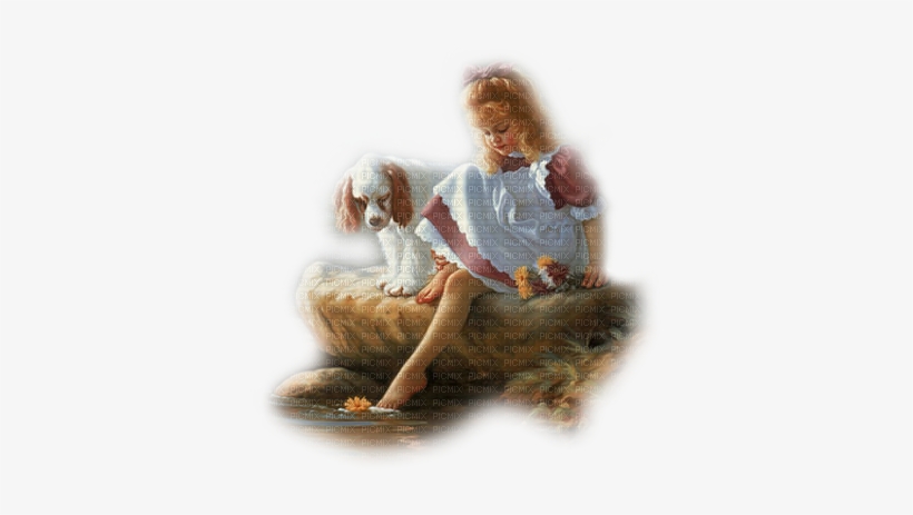 Child With Dog Bp - صور بنات تابلوه, transparent png