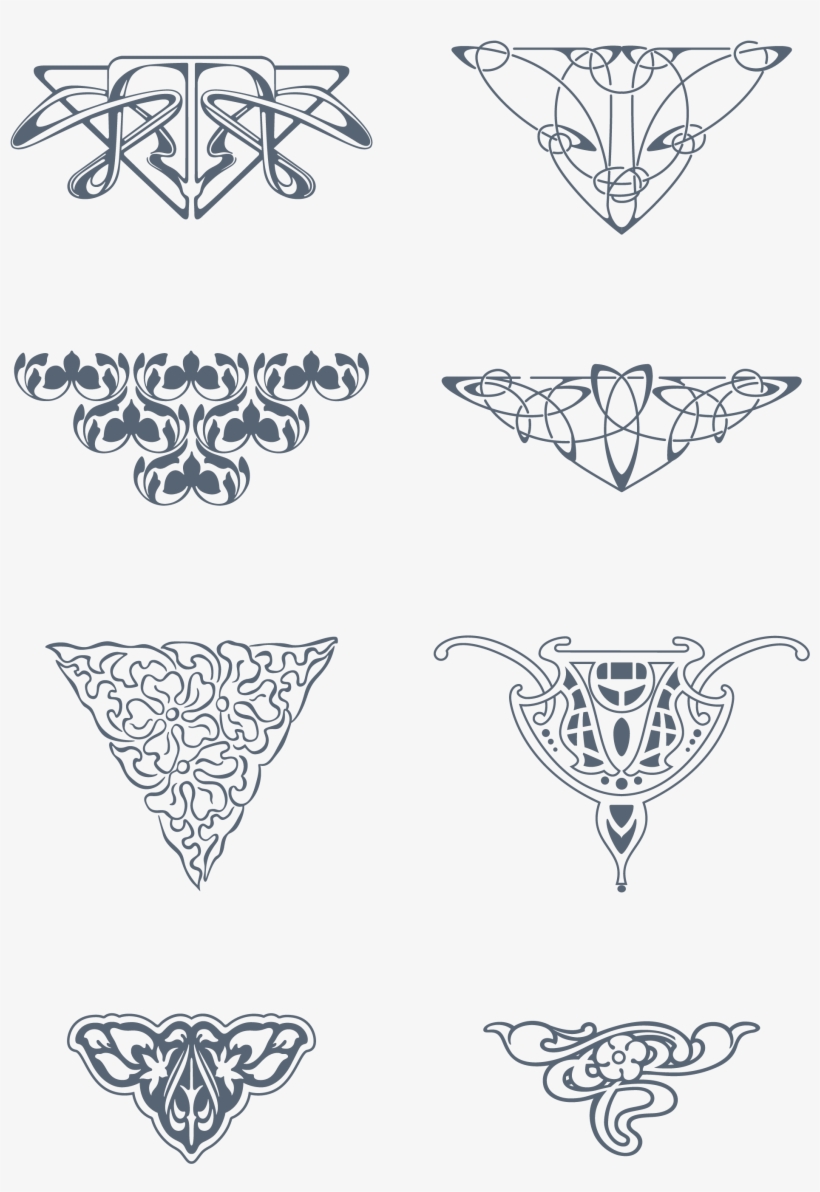 Art Nouveau Ornaments, transparent png