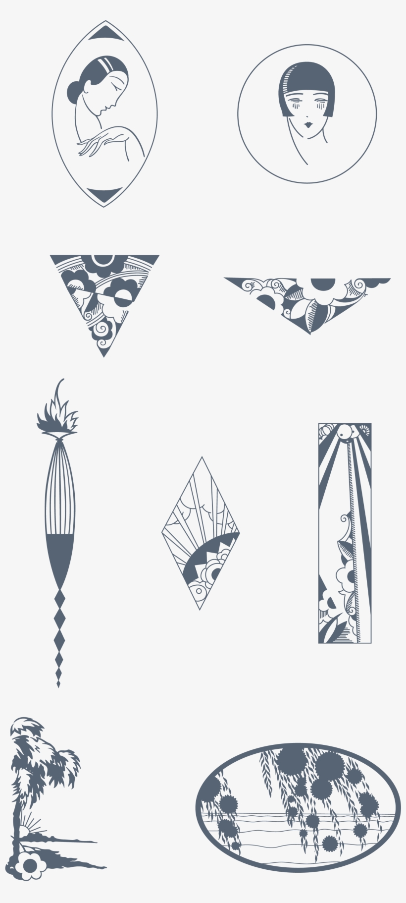 Download 170 Stylized Art Deco Illustrations And Ornaments, - Art Nouveau Architecture Elements, transparent png