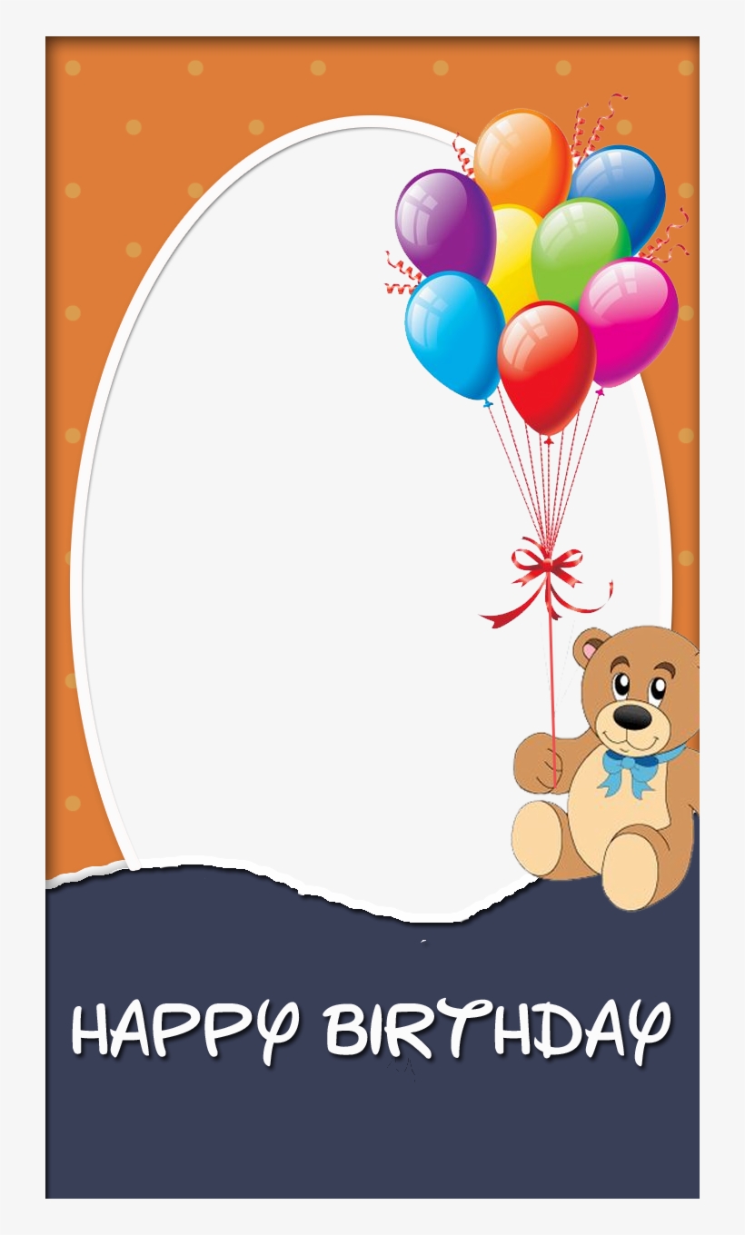 Birthday Frame With Teddy Bear - Happy Birthday Frame Png, transparent png
