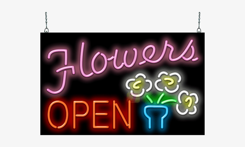 Flowers Neon Sign With Dasies - Flowers Neon Sign, transparent png