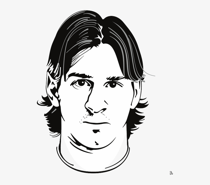 Soccer, Face, Cartoon, Sports, Football, Celebrity - Leonel Messi Decal (black), transparent png