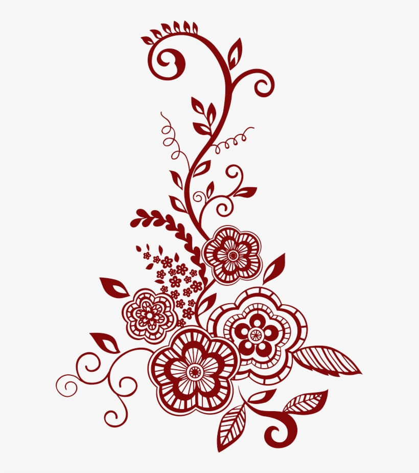 Henna Decorations - Flower White Black, transparent png