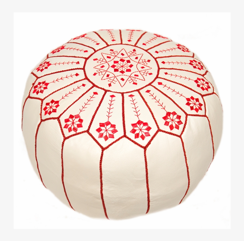 Embroidered Leather Pouf - Ottoman, transparent png