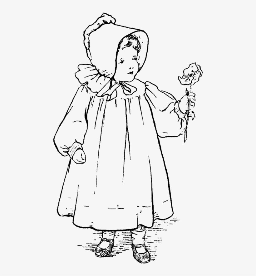 Free Png Download Vintage Flower Girlblack And White - Line Art, transparent png