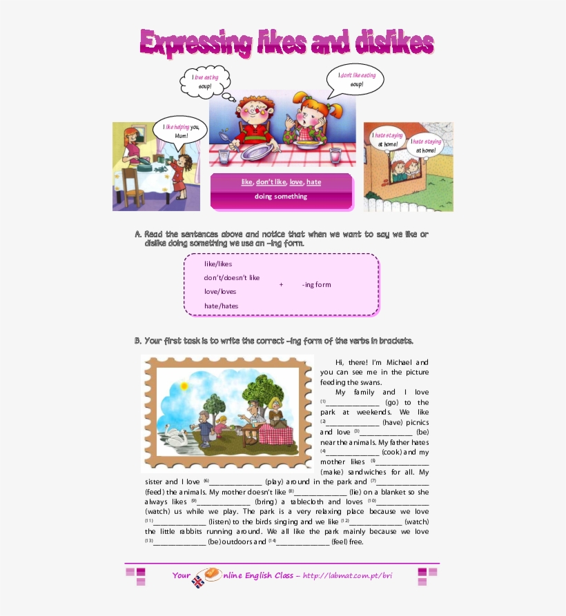 Pdf - Expressing Like And Dislike, transparent png