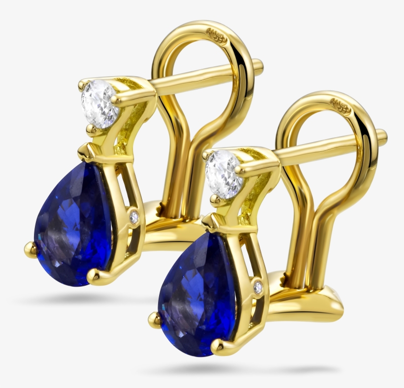 Diamond Earrings With Beautiful Sapphires - Diamond, transparent png