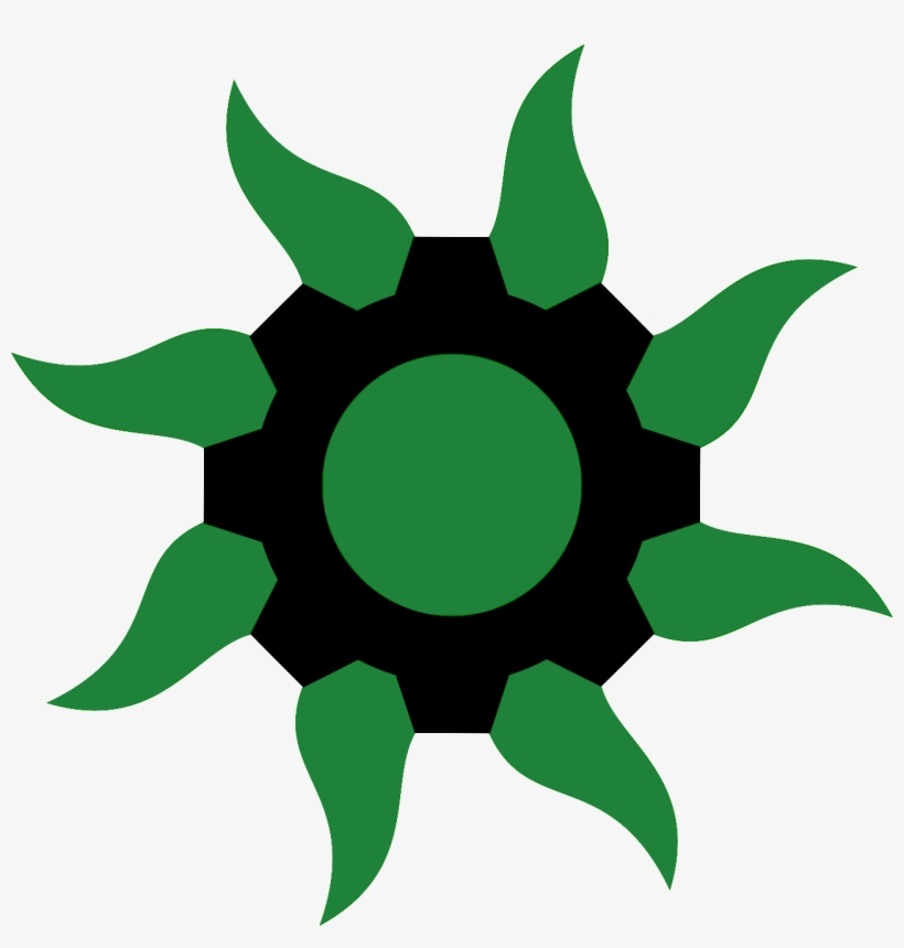 An Eight-toothed Black Gear Symbol, With A Large Green - Circle, transparent png