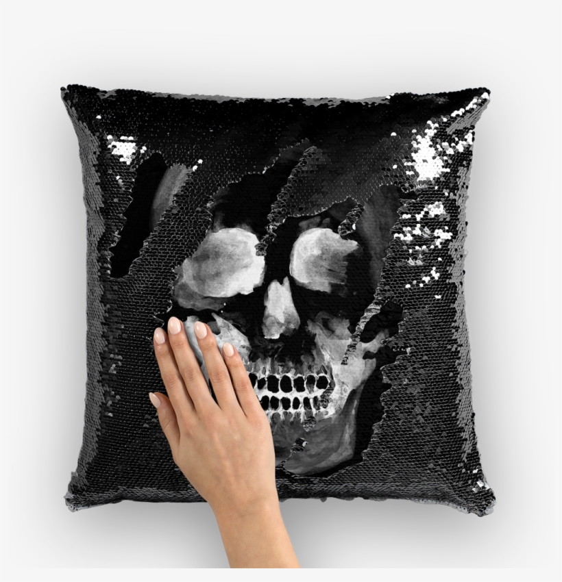 White Skull ﻿sequin Cushion Cover, transparent png