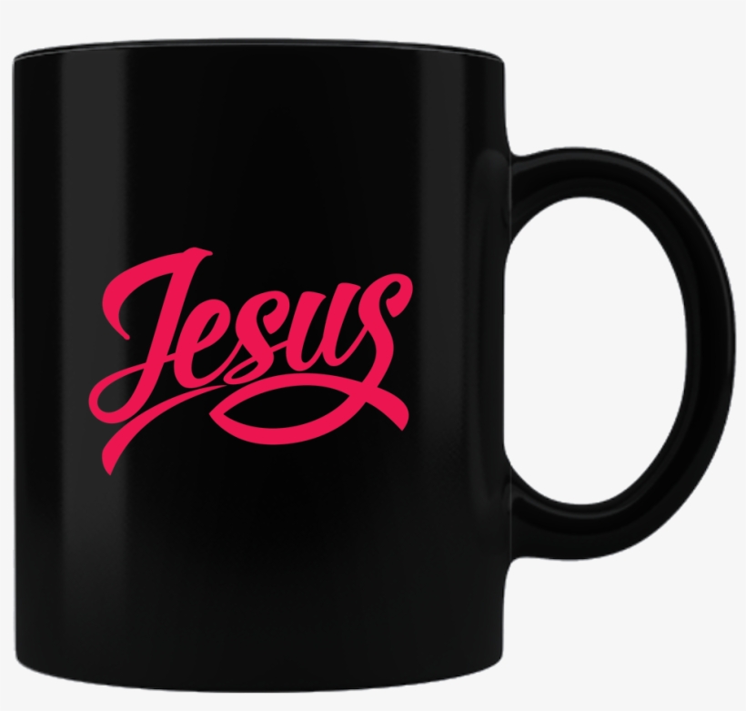 Jesus Fish Ceramic Black Coffee Mug - Mug, transparent png