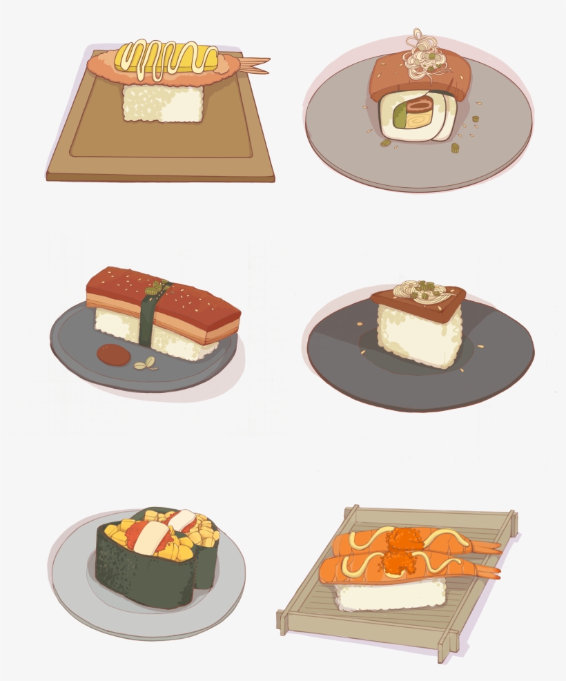 Dibujados A Mano Comida Sushi Cocina Japonesa Png Y - Chocolate Cake, transparent png