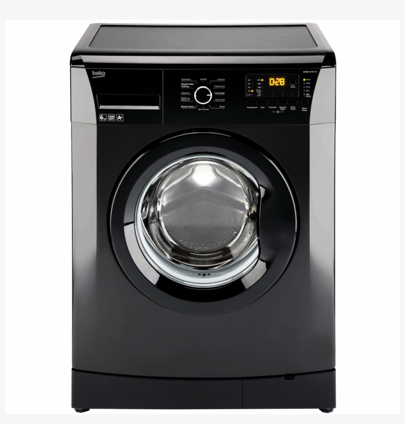 Buy Beko Wmb61432b A 6kg 1400 Spin Washing Machine - Beko Washing Machine Black, transparent png