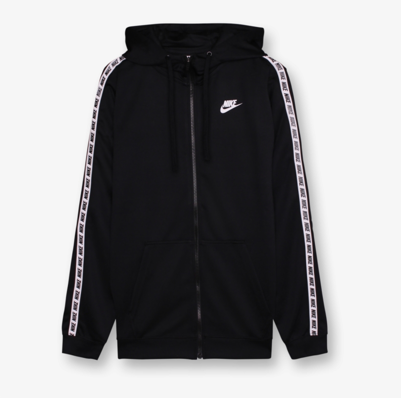 Nike Nsw Repeat Hoodie Black/white - Zipper, transparent png