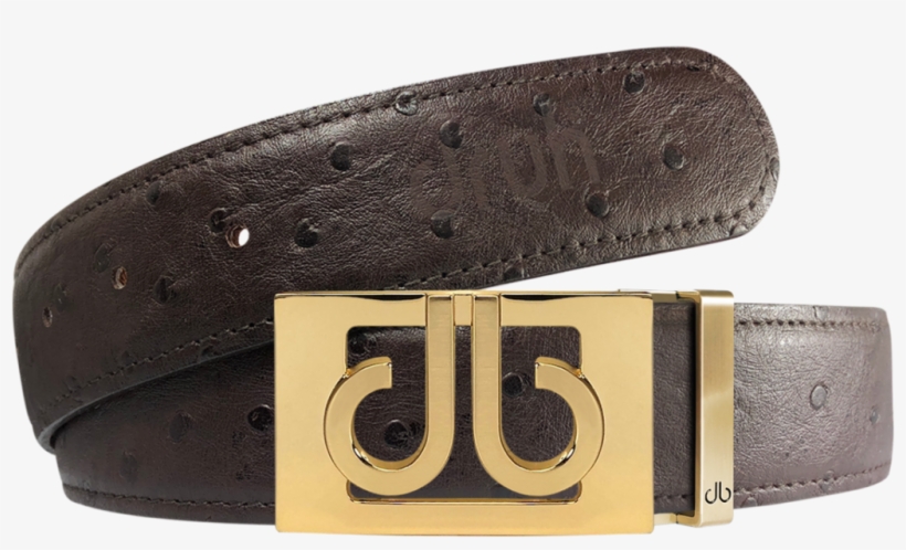Brown Ostrich Textured Leather Strap With Buckle - Belt, transparent png