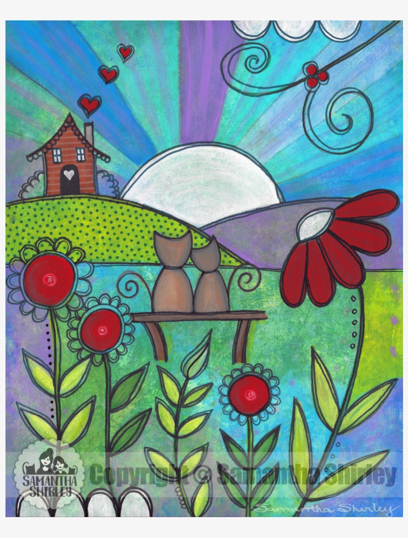 Kids Art Print Of Kitty Cats In Love Painting - Child, transparent png