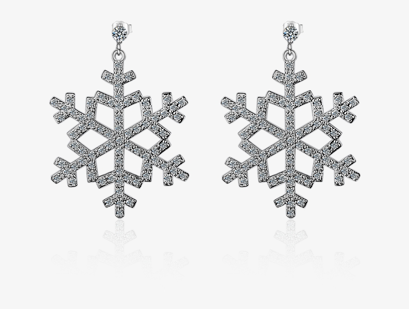 Women's 925 Sterling Silver Zircon Big Snowflake Stud - Snowflake, transparent png