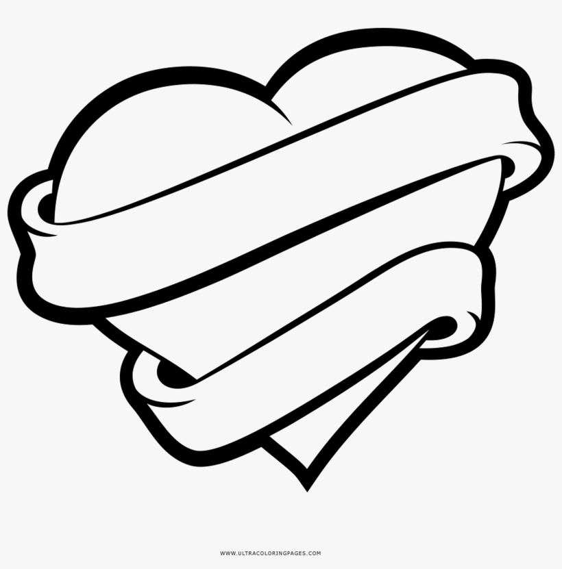 Heart Tattoo Coloring Page - Line Art, transparent png