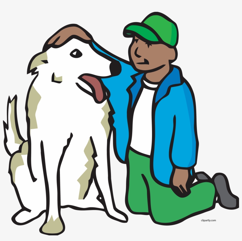 Boy Petting Dog Clipart Png - Cartoon Petting A Dog, transparent png