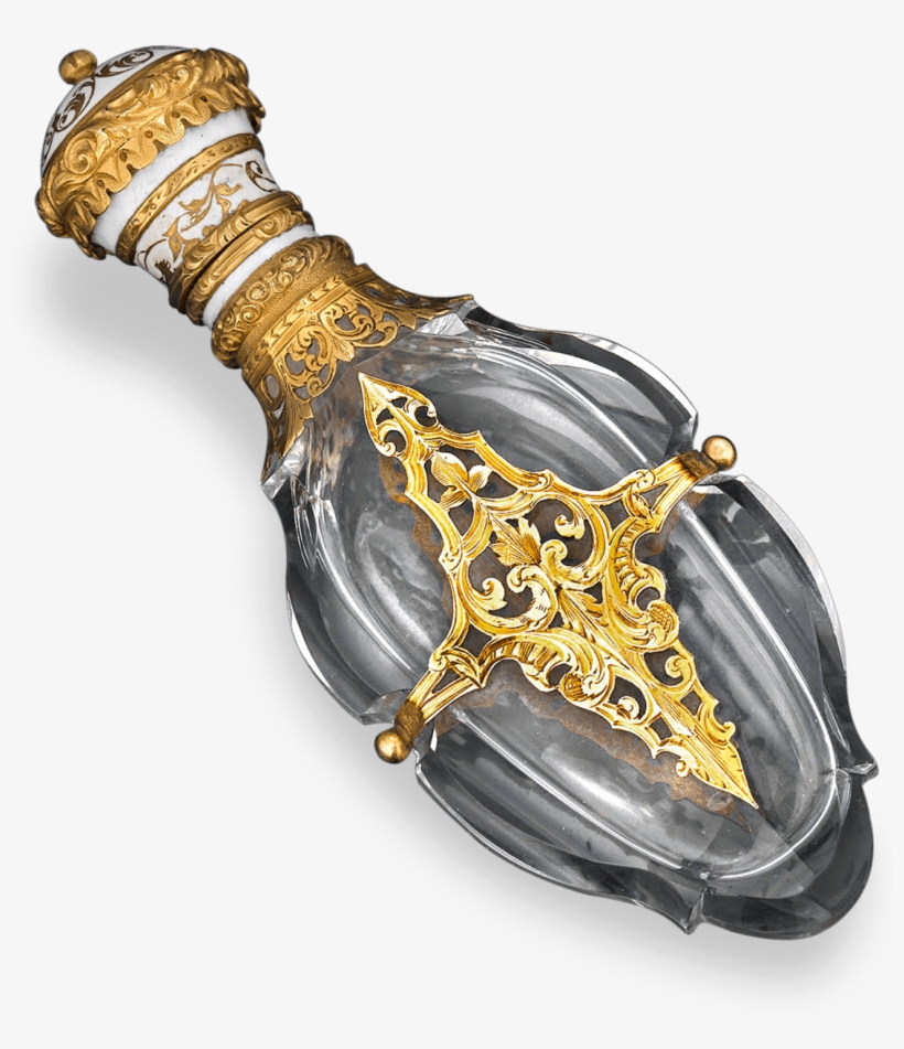Antique Perfume, Antique Bottle, Gold And Cut Glass - Vase, transparent png