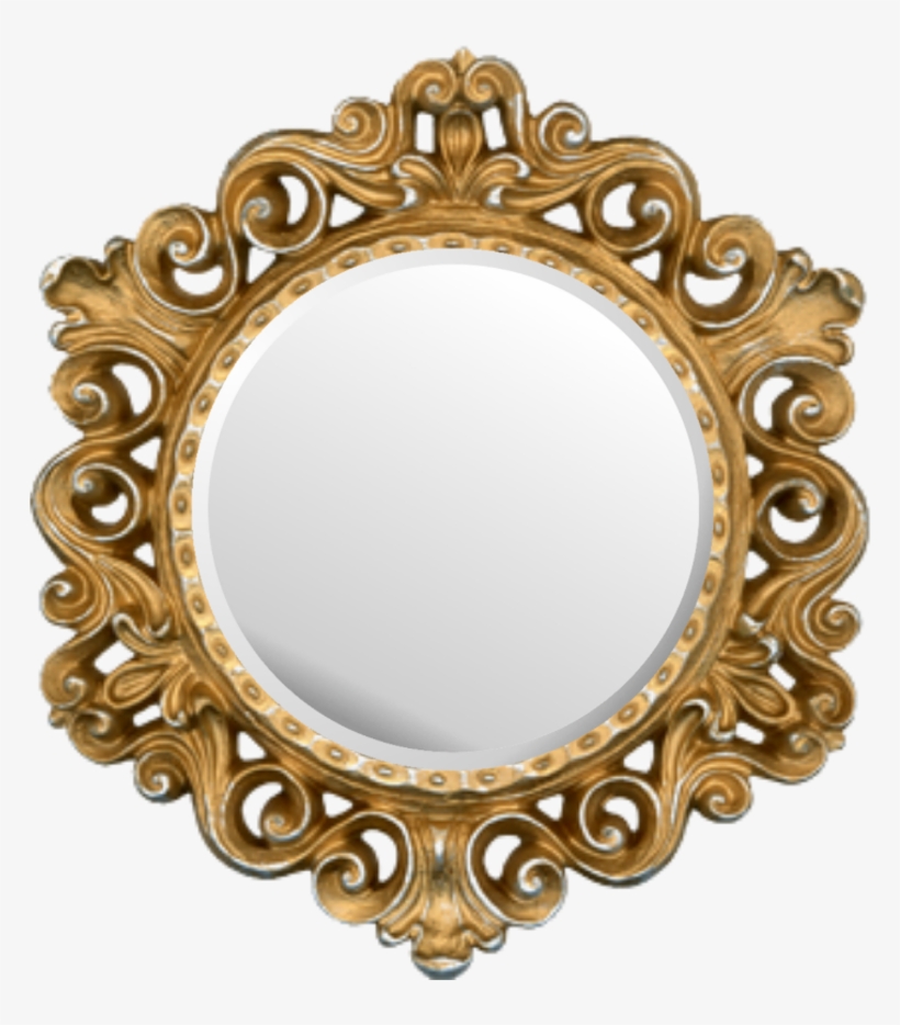 Mirror Sticker - Gold Round Picture Frame, transparent png
