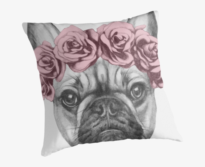 French Bulldog With Rose Crown - French Bulldog Roses, transparent png