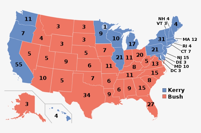 Image Present The 2004 Election Results In Which George - 2016 Election, transparent png