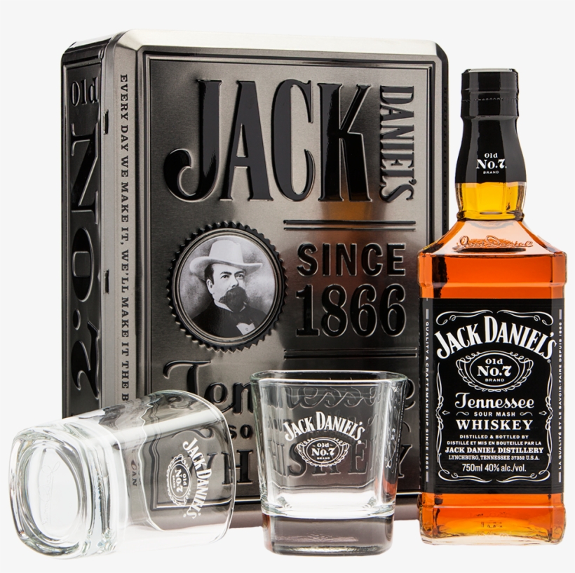 Jack Daniels Tennessee Whiskey Gift Pack - Coffret Jack Daniels Et 2 Verres, transparent png