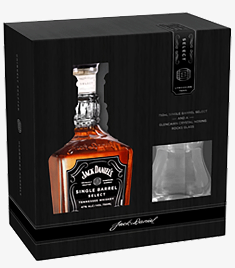 Jack Daniel's Single Barrel Whiskey With Glass - Jack Daniel Single Barrel Gift Set, transparent png