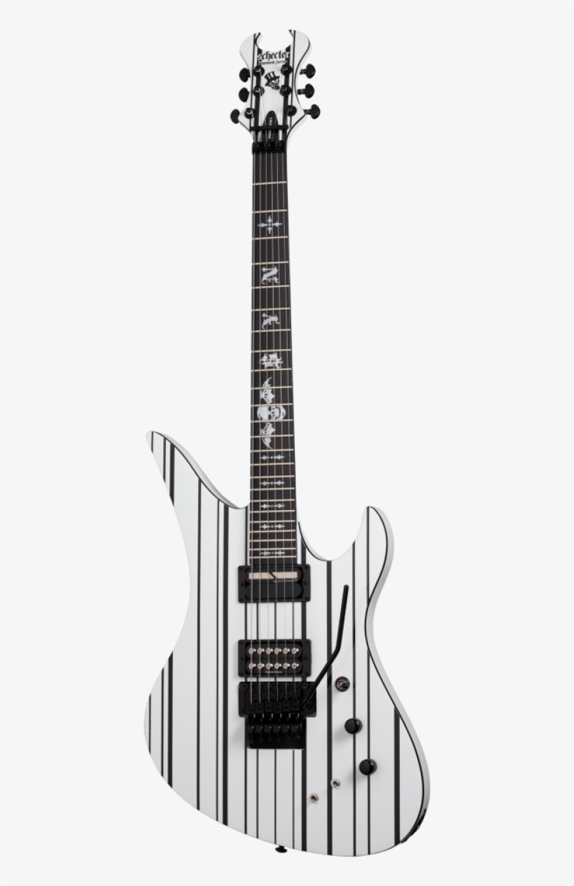 Schecter Synyster Custom-s White W/ Black Stripes - Ibanez Rg350dxz Electric Guitar, transparent png
