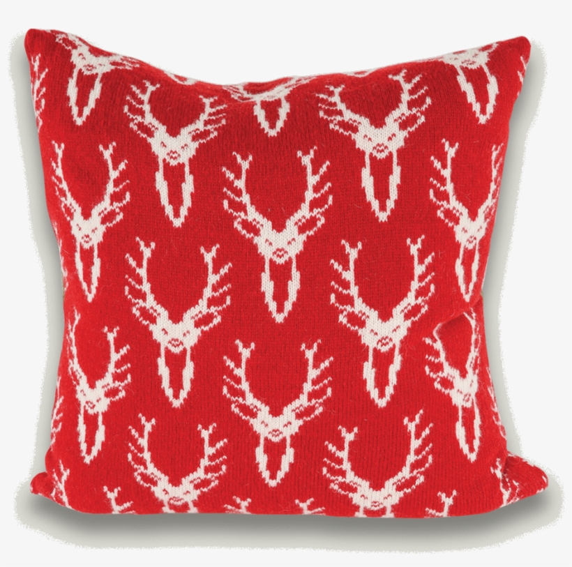 Scottish Stag Deer Head Knitted Cushion - Cushion, transparent png