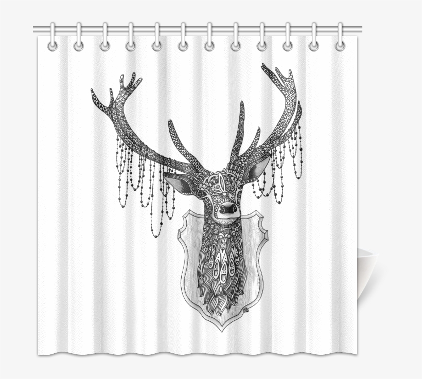 Ornate Deer Head Drawing - Sketch, transparent png
