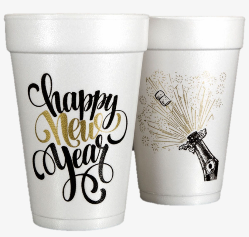 Pre-printed Styrofoam Cups Happy New Year Script - Happy New Year Cards White, transparent png