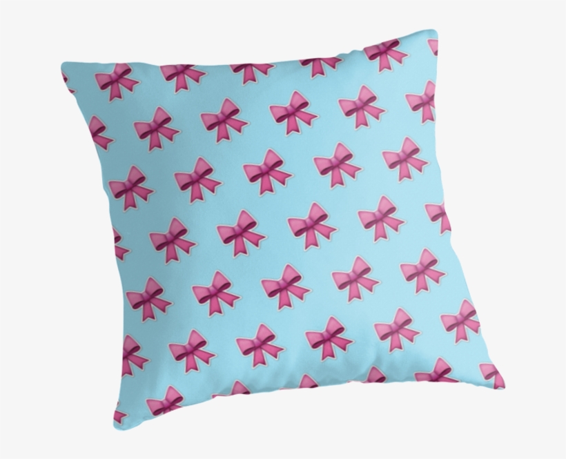Bow Emoji Pattern Blue By Lucy Lier - Cushion, transparent png