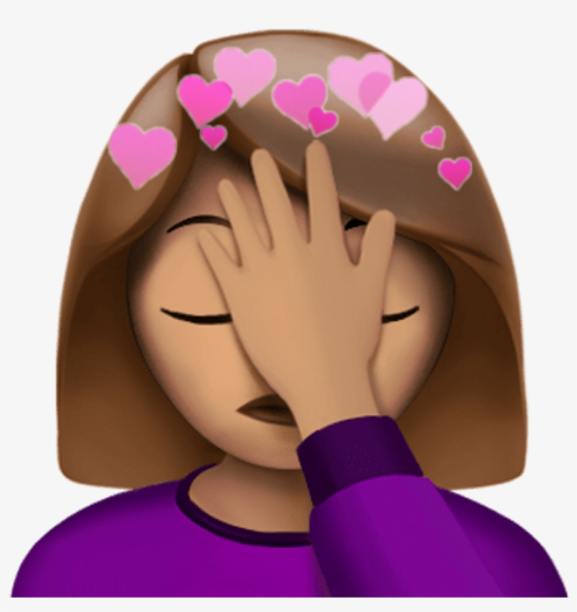 Facepalm Stickers Girl Heart Heartcrown Pink Pinkhearts - Emoji Con La Mano En La Cara, transparent png