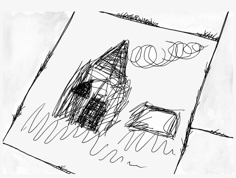 This Child's Chalk Drawing Of A House Is Situated On - Sketch, transparent png