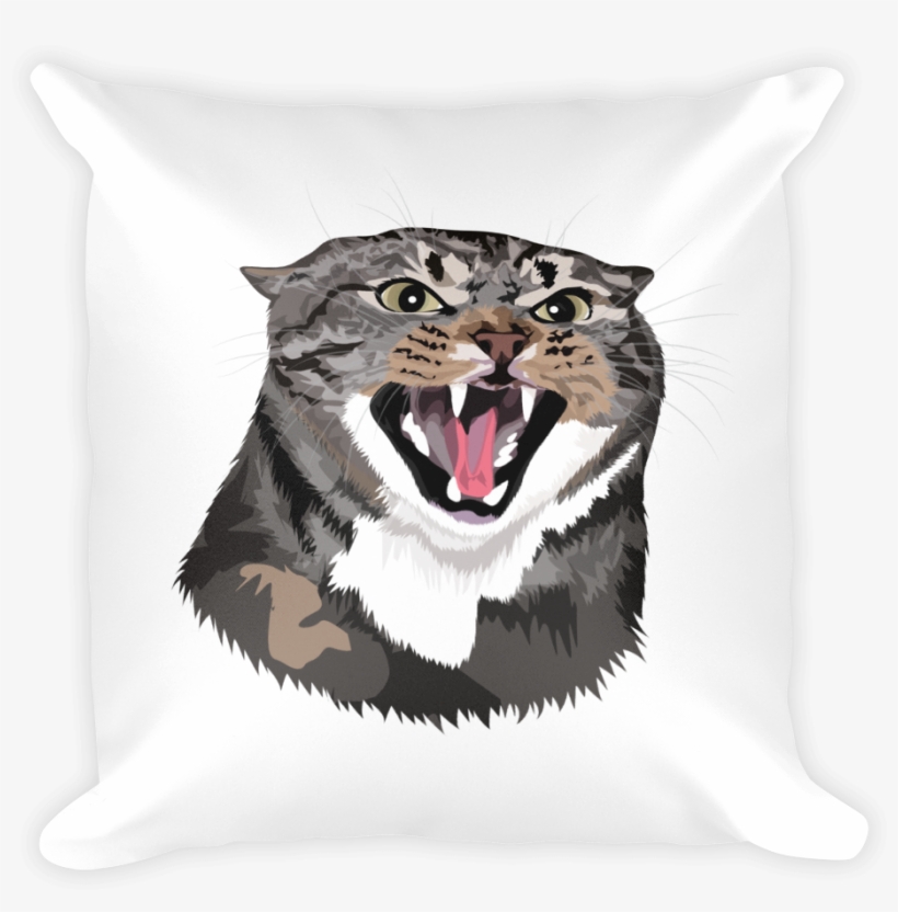 Angry Hissing Kitty Basic Pillow - Cushion, transparent png