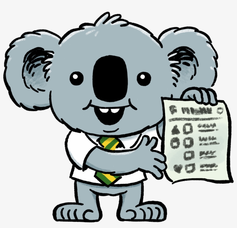 Dennis The Election Koala Shows You A Green Ballot - Cartoon, transparent png