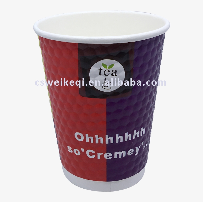 Hot Insulated Double Wall Ripple Paper Coffee Cup, - Cup, transparent png