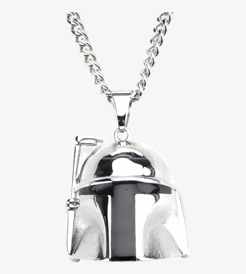 Mens Stainless Steel 3d Boba Fett Helmet Necklace - Locket, transparent png