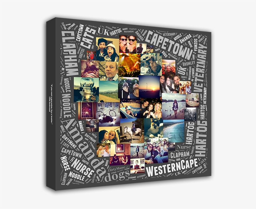 Word Art Photo Collage Canvas, transparent png