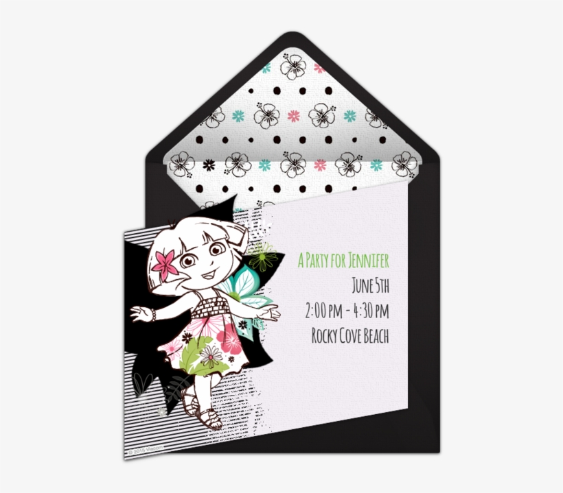 Dora The Explorer Aloha Online Invitation - Illustration, transparent png