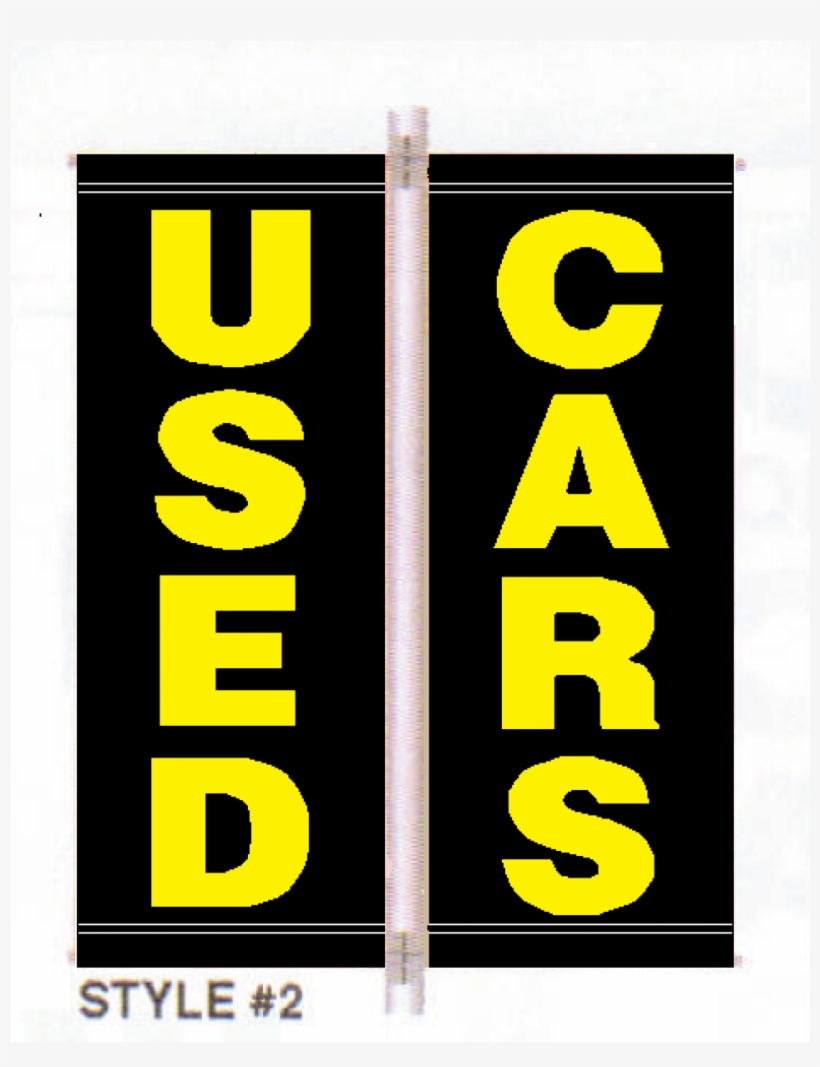Used Cars Vinyl Pole Banner Set -black Background / - Black Background With Yellow Letters, transparent png