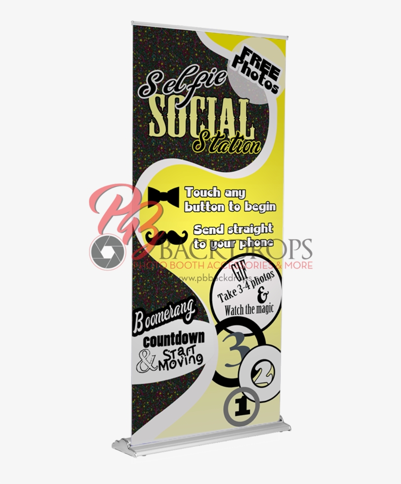 Selfie Social Station Retractable Banner - Red, transparent png
